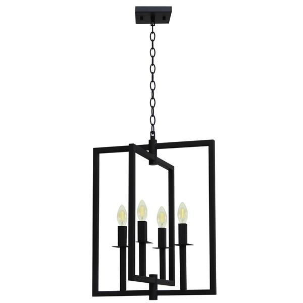 Whitfield Lighting Maxine 15" x 15" Black Finish 4-Light Chandelier