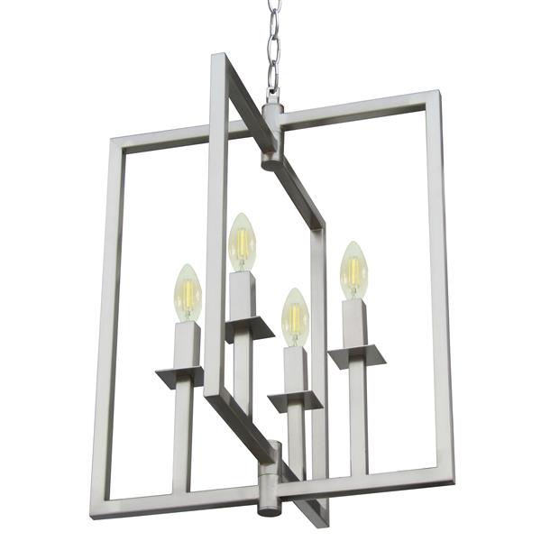 Whitfield Lighting Maxine 15" x 15" Satin Steel Finish 4-Light Chandelier