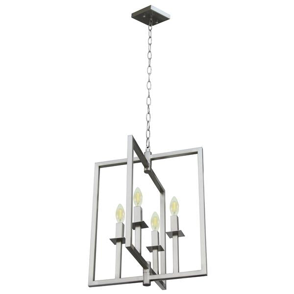 Whitfield Lighting Maxine 15" x 15" Satin Steel Finish 4-Light Chandelier