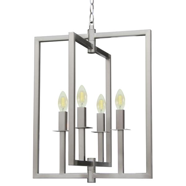 Whitfield Lighting Maxine 15" x 15" Satin Steel Finish 4-Light Chandelier