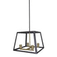 Whitfield Lighting Qadira 16" x 16" Ebony Bronze/Gold Finish With Retro Exposed Sockets 4-Light Chandelier