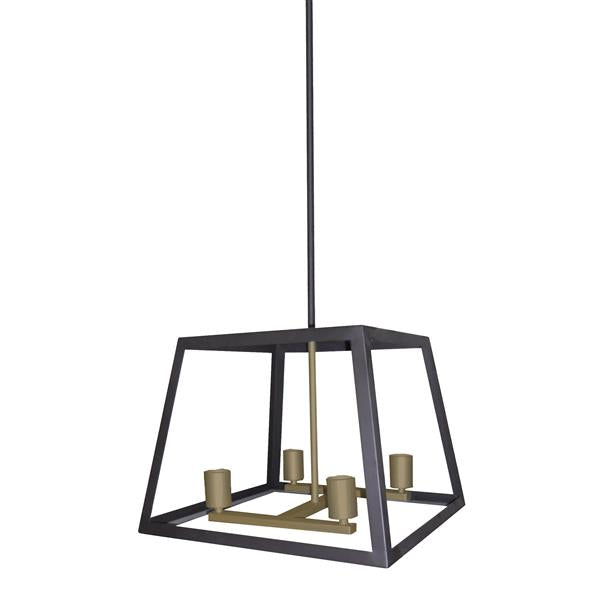 Whitfield Lighting Qadira 16" x 16" Ebony Bronze/Gold Finish With Retro Exposed Sockets 4-Light Chandelier