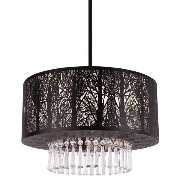 Whitfield Lighting Whisper 20" x 12" Black Finish With Crystal Accent 3-Light Chandelier