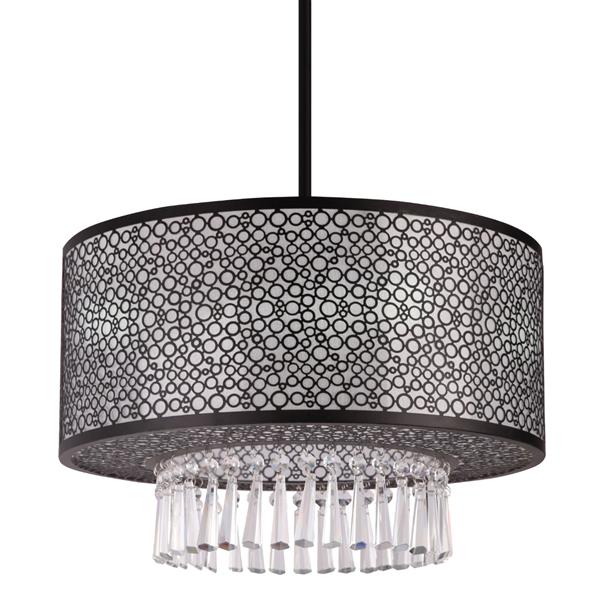 Whitfield Lighting Willem 20" x 12" Black Finish With Crystal Accent 3-Light Chandelier