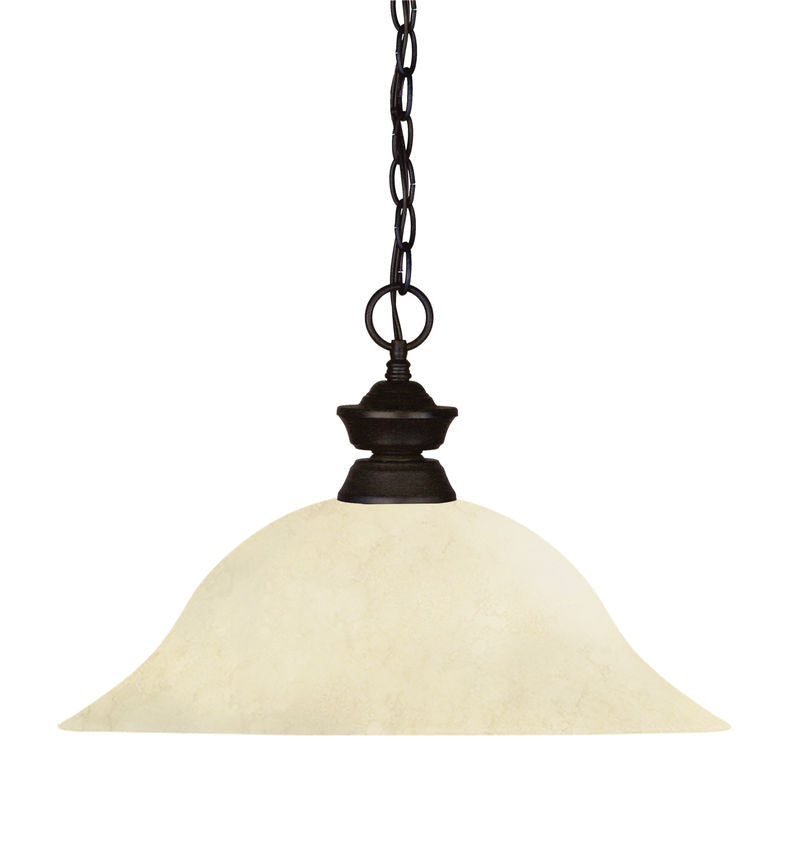Z-Lite 16" 1-Light Bronze Pendant Light With Golden Mottle Glass Shade