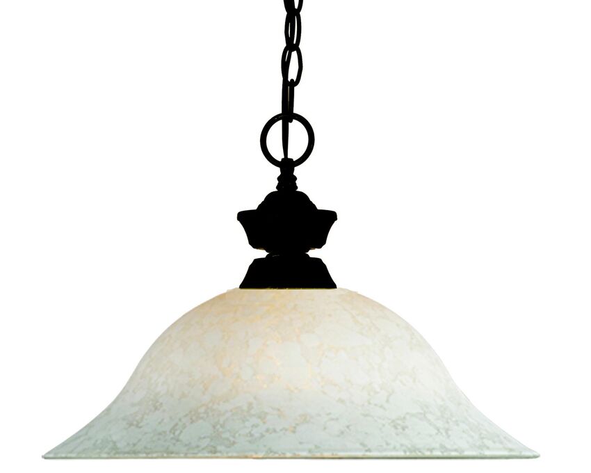 Z-Lite 16" 1-Light Bronze Steel Pendant Light With White Mottle Glass Shade