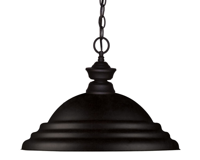 Z-Lite 16" 1-Light Matte Black Steel Pendant Light With Steel Shade
