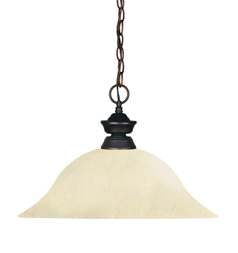 Z-Lite 16" 1-Light Olde Bronze Steel Pendant Light With Golden Mottle Glass Shade