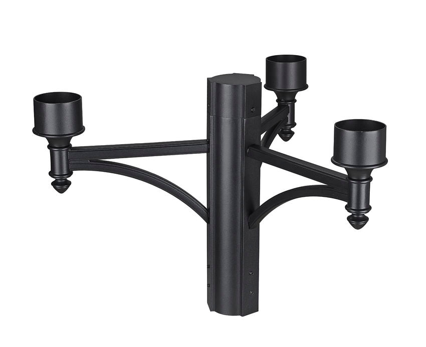 Z-Lite 501-3BK 3-Bulb Base Black Aluminum Outdoor Post and Hardware
