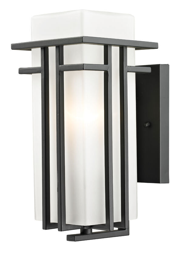 Z-Lite Abbey 5" 1-Light Outdoor Rubbed Bronze Outdoor Wall Sconce With Matte Opal Glass Shade