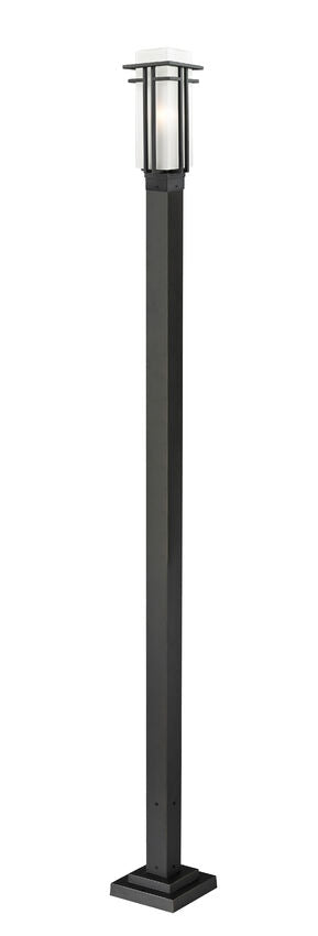 Z-Lite Abbey 549PHM-536P-BK 1-Light Black Steel Frame Clear Matte Opal Shade Outdoor Post Mounted Fixture
