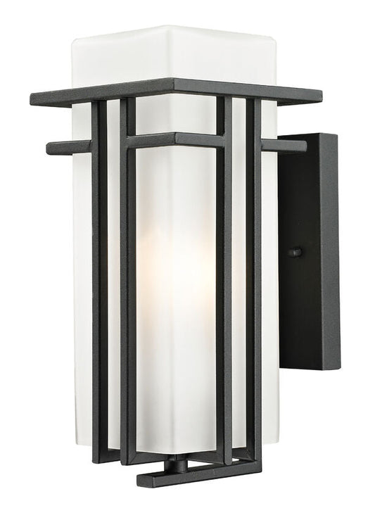 Z-Lite Abbey 6" 1-Light Black Outdoor Wall Sconce With Matte Opal Glass Shade