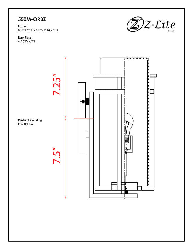 Z-Lite Abbey 7" 1-Light Outdoor Rubbed Bronze Outdoor Wall Sconce With Matte Opal Glass Shade