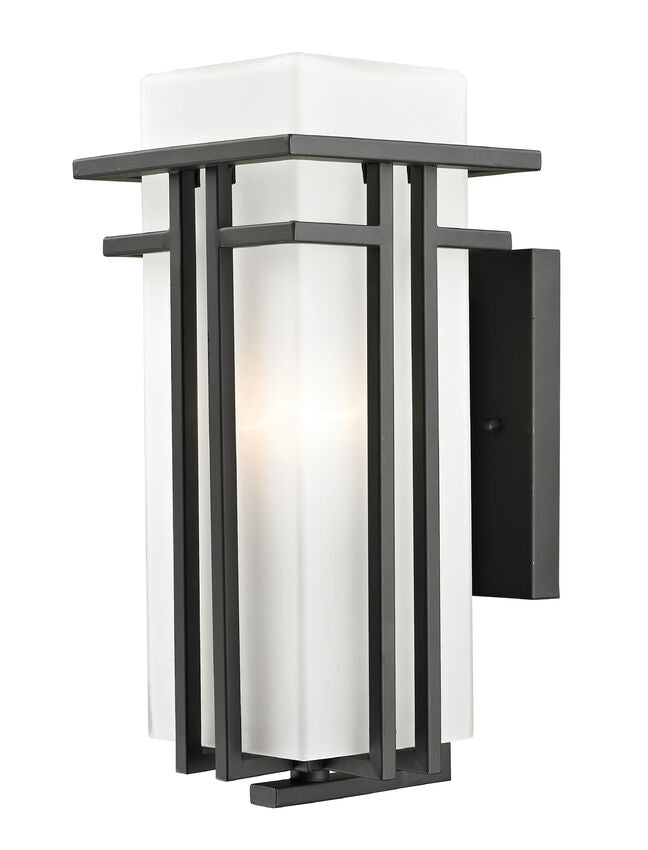 Z-Lite Abbey 7" 1-Light Outdoor Rubbed Bronze Outdoor Wall Sconce With Matte Opal Glass Shade
