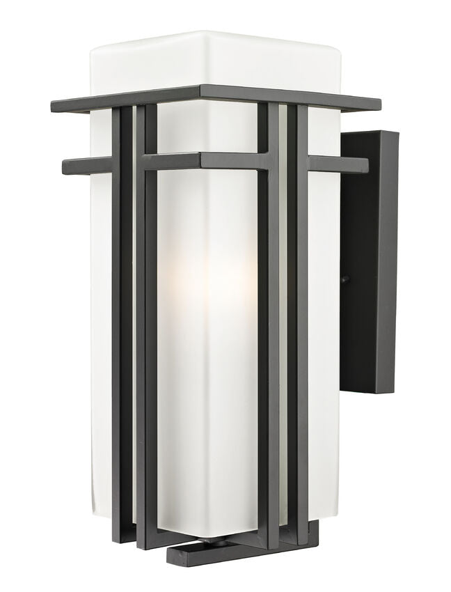 Z-Lite Abbey 8" 1-Light Outdoor Rubbed Bronze Outdoor Wall Sconce With Matte Opal Glass Shade