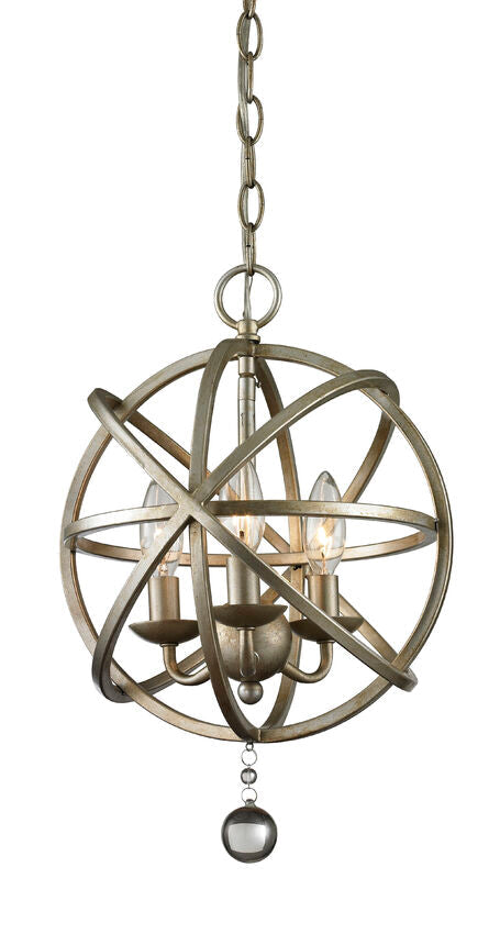 Z-Lite Acadia 12" 3-Light Antique Silver Steel Pendant Light