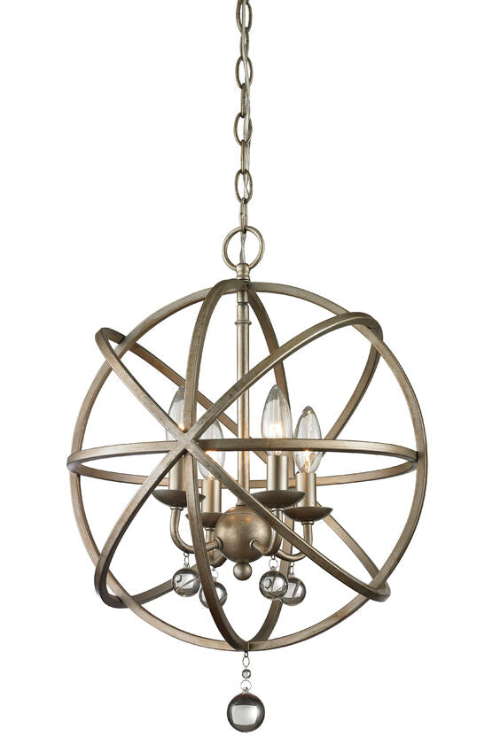 Z-Lite Acadia 16" 4-Light Antique Silver Steel Pendant Light
