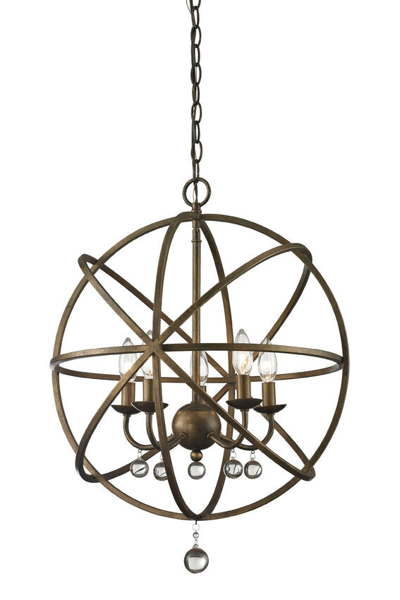 Z-Lite Acadia 20" 5-Light Golden Bronze Steel Pendant Light