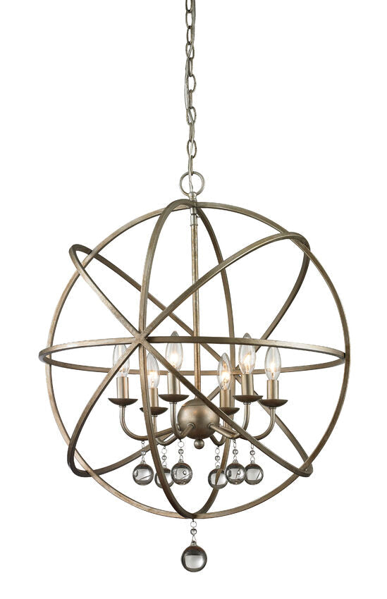 Z-Lite Acadia 24" 6-Light Antique Silver Steel Pendant Light