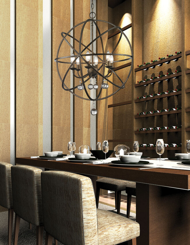 Z-Lite Acadia 24" 6-Light Golden Bronze Steel Pendant Light