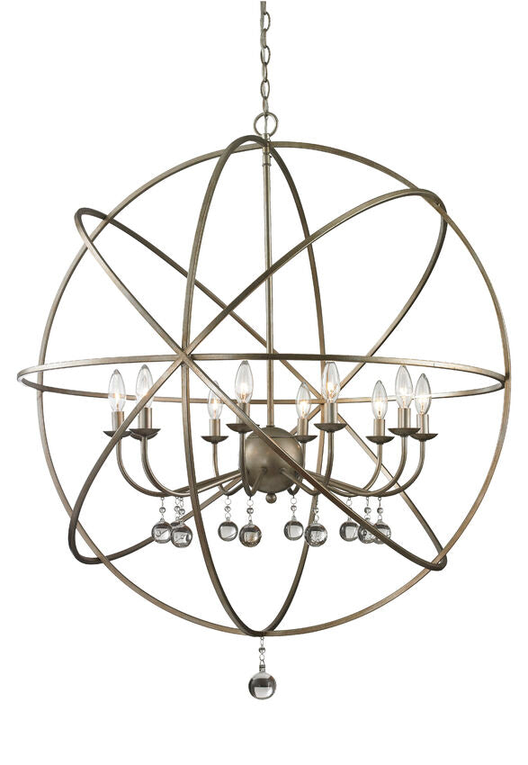 Z-Lite Acadia 36" 10-Light Antique Silver Steel Pendant Light