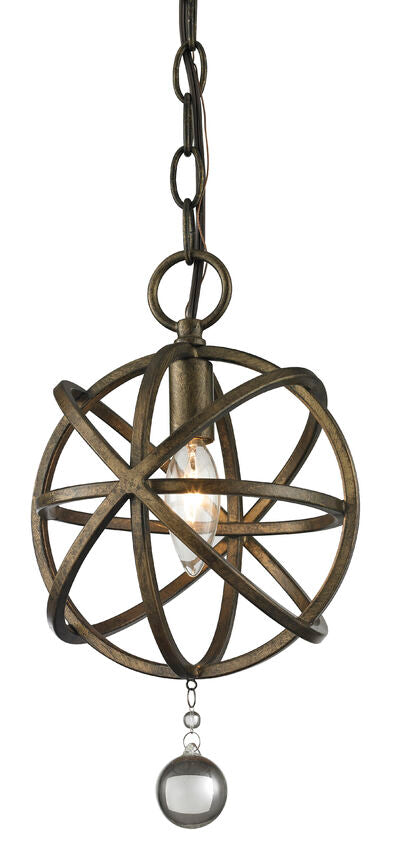 Z-Lite Acadia 8" 1-Light Golden Bronze Steel Pendant Light