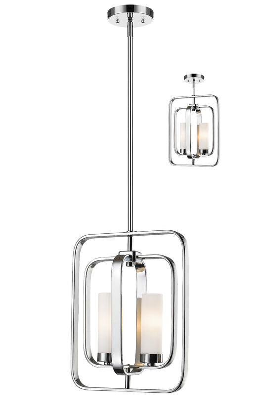 Z-Lite Aideen 11" 2-Light Chrome Mini Pendant Light With Matte Opal Glass Shade