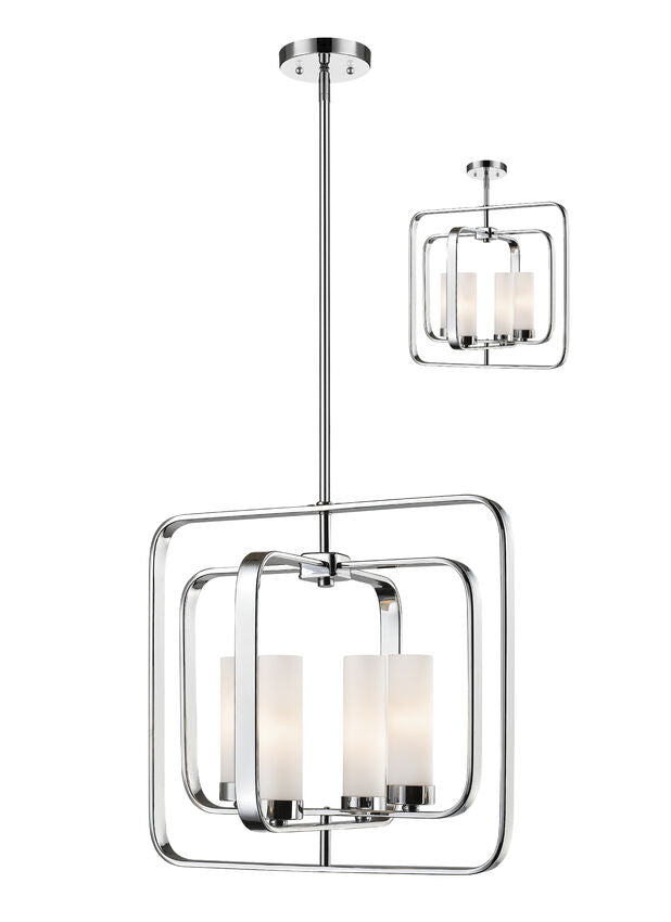 Z-Lite Aideen 17" 4-Light Chrome Pendant Light With Matte Opal Glass Shade