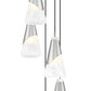 Z-Lite Aimie 5-Light Candelabra Bulb Base Brushed Nickel Steel Frame Feathered White Glass Shade Chandelier