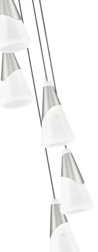 Z-Lite Aimie 5-Light Candelabra Bulb Base Brushed Nickel Steel Frame Feathered White Glass Shade Chandelier