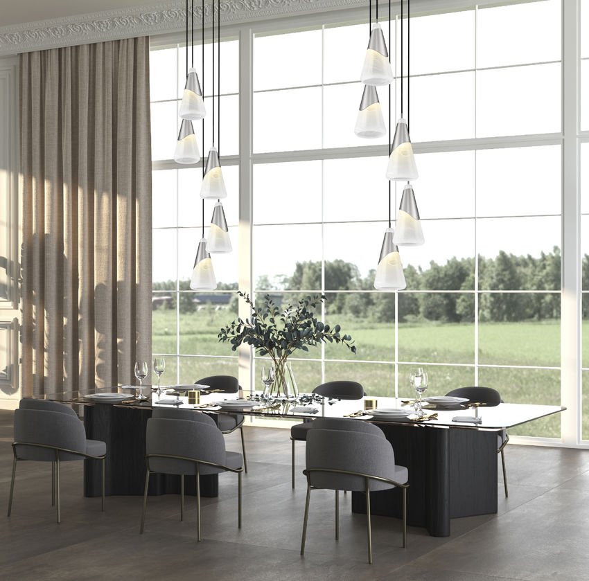 Z-Lite Aimie 5-Light Candelabra Bulb Base Brushed Nickel Steel Frame Feathered White Glass Shade Chandelier