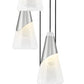 Z-Lite Aimie 5-Light Candelabra Bulb Base Brushed Nickel Steel Frame Feathered White Glass Shade Chandelier