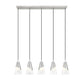 Z-Lite Aimie 5-Light Candelabra Bulb Base Brushed Nickel Steel Frame Feathered White Glass Shade Linear Chandelier