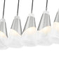 Z-Lite Aimie 5-Light Candelabra Bulb Base Brushed Nickel Steel Frame Feathered White Glass Shade Linear Chandelier