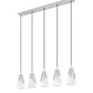 Z-Lite Aimie 5-Light Candelabra Bulb Base Brushed Nickel Steel Frame Feathered White Glass Shade Linear Chandelier