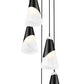 Z-Lite Aimie 5-Light Candelabra Bulb Base Matte Black Steel Frame Feathered White Glass Shade Chandelier