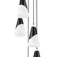 Z-Lite Aimie 5-Light Candelabra Bulb Base Matte Black Steel Frame Feathered White Glass Shade Chandelier