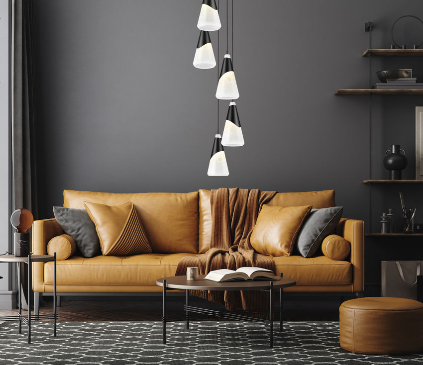 Z-Lite Aimie 5-Light Candelabra Bulb Base Matte Black Steel Frame Feathered White Glass Shade Chandelier