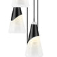 Z-Lite Aimie 5-Light Candelabra Bulb Base Matte Black Steel Frame Feathered White Glass Shade Chandelier