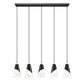 Z-Lite Aimie 5-Light Candelabra Bulb Base Matte Black Steel Frame Feathered White Glass Shade Linear Chandelier