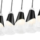 Z-Lite Aimie 5-Light Candelabra Bulb Base Matte Black Steel Frame Feathered White Glass Shade Linear Chandelier