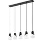 Z-Lite Aimie 5-Light Candelabra Bulb Base Matte Black Steel Frame Feathered White Glass Shade Linear Chandelier