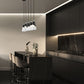Z-Lite Aimie 5-Light Candelabra Bulb Base Matte Black Steel Frame Feathered White Glass Shade Linear Chandelier