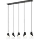 Z-Lite Aimie 5-Light Candelabra Bulb Base Matte Black Steel Frame Feathered White Glass Shade Linear Chandelier