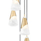 Z-Lite Aimie 5-Light Candelabra Bulb Base Modern Gold Steel Frame Feathered White Glass Shade Chandelier