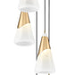 Z-Lite Aimie 5-Light Candelabra Bulb Base Modern Gold Steel Frame Feathered White Glass Shade Chandelier