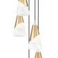 Z-Lite Aimie 5-Light Candelabra Bulb Base Modern Gold Steel Frame Feathered White Glass Shade Chandelier