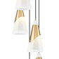 Z-Lite Aimie 5-Light Candelabra Bulb Base Modern Gold Steel Frame Feathered White Glass Shade Chandelier