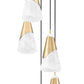 Z-Lite Aimie 5-Light Candelabra Bulb Base Modern Gold Steel Frame Feathered White Glass Shade Chandelier