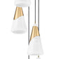 Z-Lite Aimie 5-Light Candelabra Bulb Base Modern Gold Steel Frame Feathered White Glass Shade Chandelier